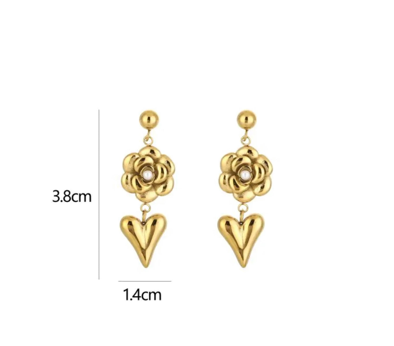 Flower heart earrings