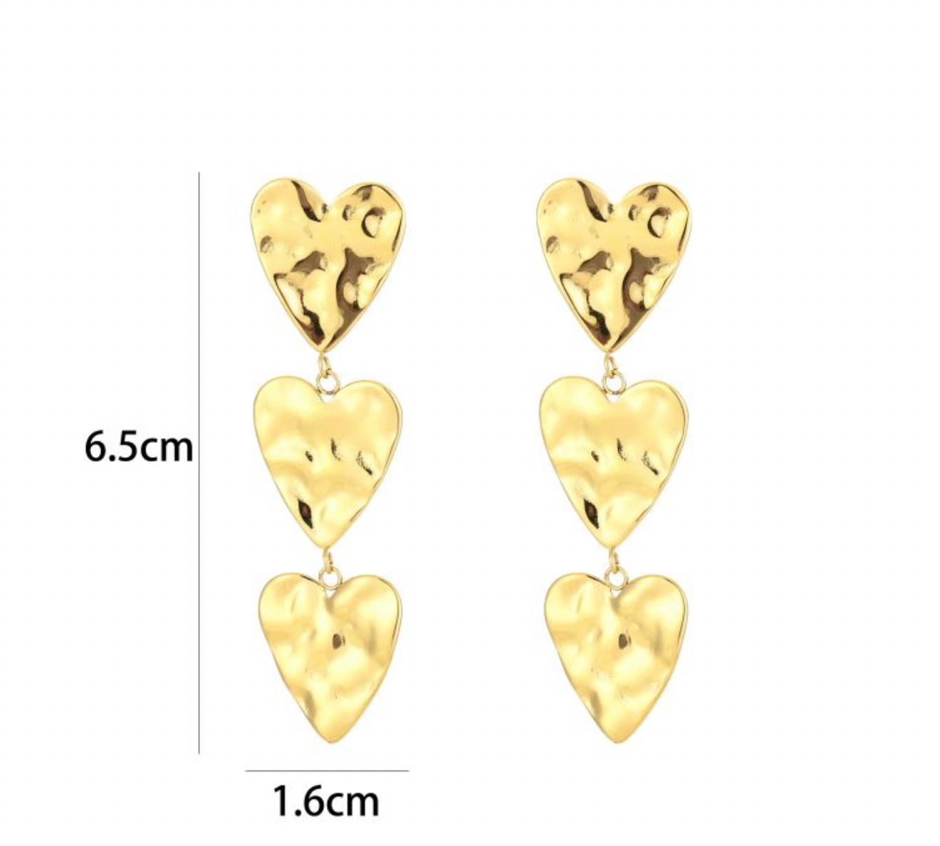 Triple hartjes oorbellen