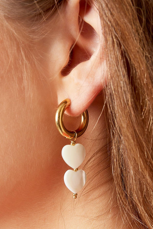 Pearl heart oorbellen