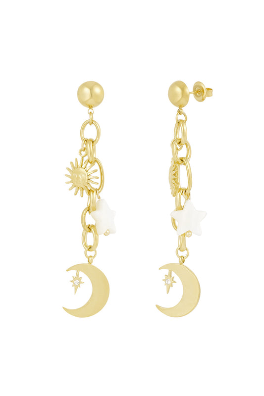 Star moon earrings