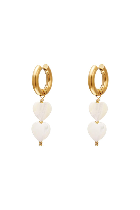Pearl heart oorbellen