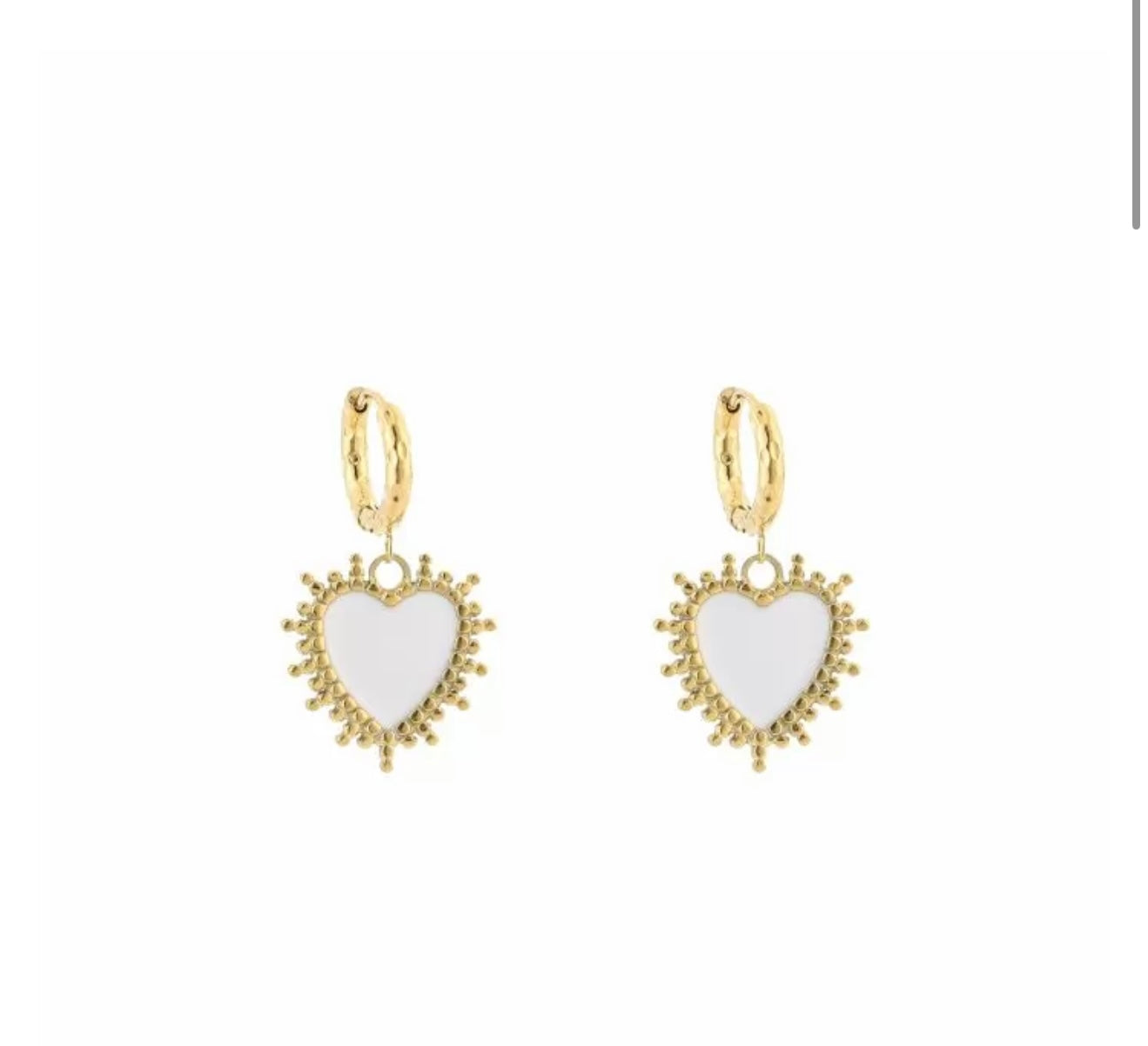 White heart earrings