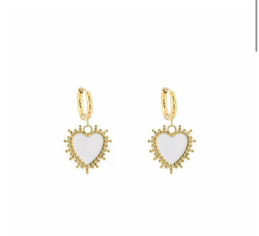 White heart earrings