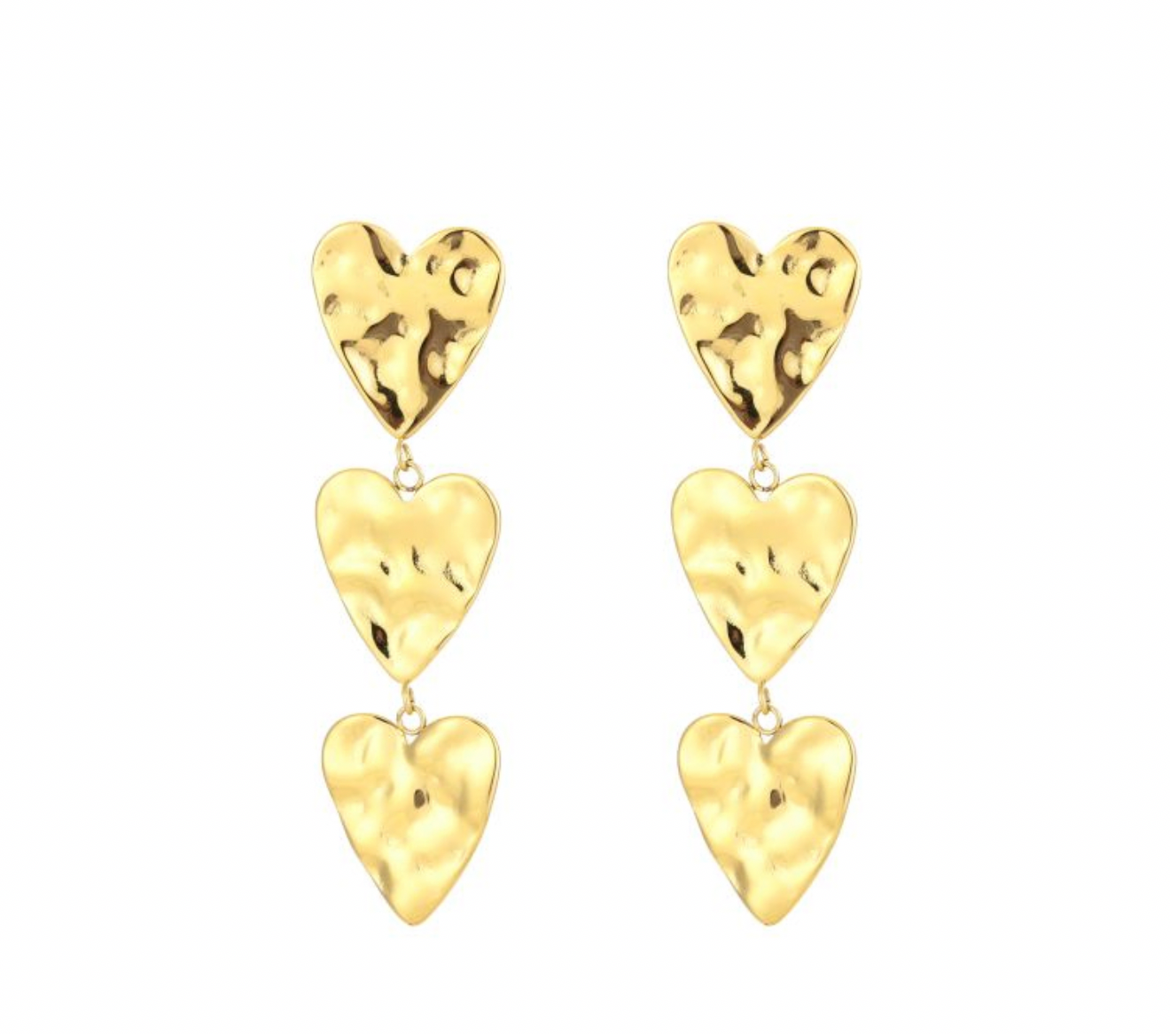 Triple hartjes oorbellen