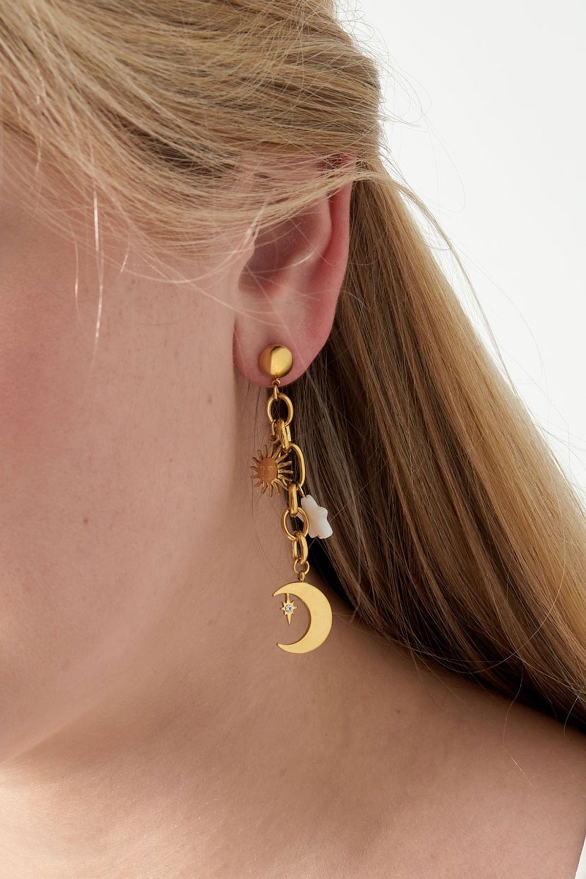 Star moon earrings