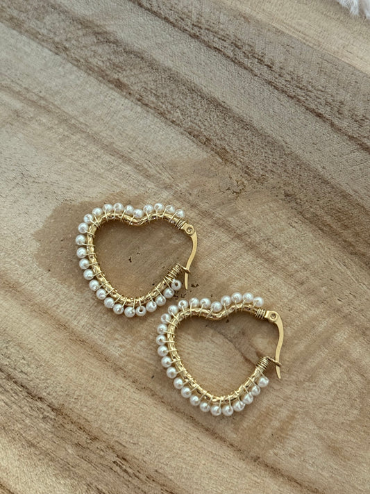 White heart earrings