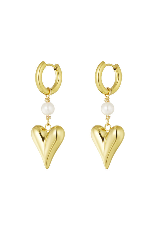 Pearl heart oorbellen